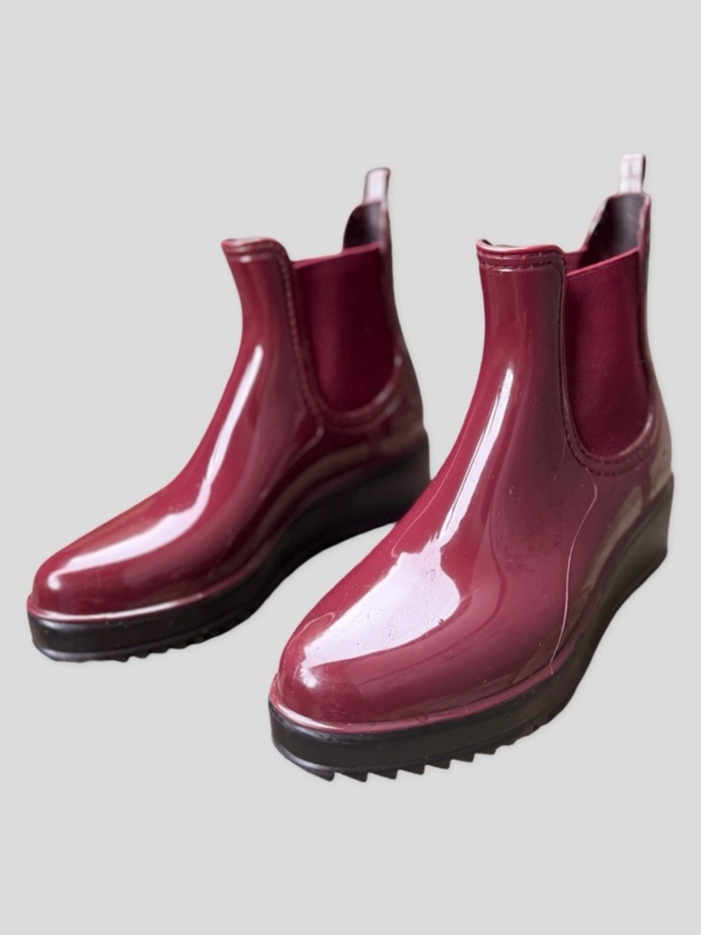Women's Burgundy Chelsea Ankle Rain Boots